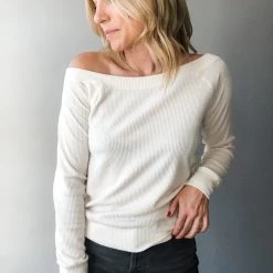 Chaser Brand Clothing Chaser Off Shoulder Rib Raglan Pullover