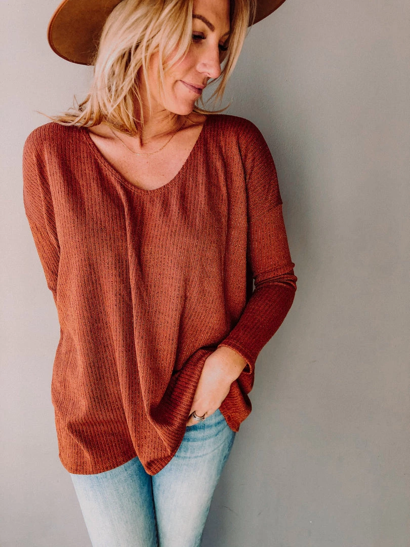Clothing Audrey 3+1 Chillax Rust Sweater 1 Clothing Audrey 3+1 Chillax Rust Sweater