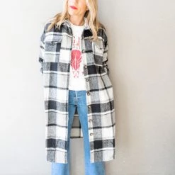 Daphne Lo Longline Flannel Shacket Clothing