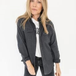 Frayed Calabasas Clothing Dodgers Dark Denim Button Up