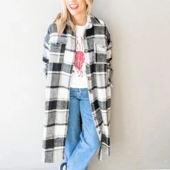 Daphne Lo Longline Flannel Shacket Clothing