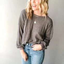 In Loom Clothing Sunday Morning Waffle Knit Top