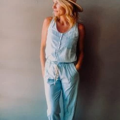 Trend Notes Sky Chambray Jumpsuit