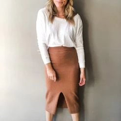 Wishlist Out Late Ribbed Midi Skirt