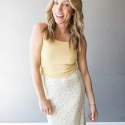 Audrey 3+1 Clothing Lighten Up Midi Slip Skirt