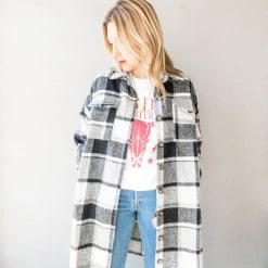 Daphne Lo Longline Flannel Shacket Clothing
