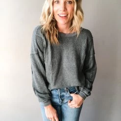 In Loom Clothing Sunday Morning Waffle Knit Top