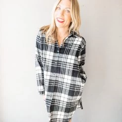 Adora Bad Attitude Flannel Shirt Dress Clothing