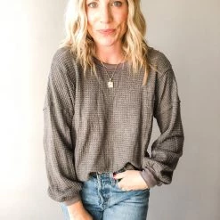 In Loom Clothing Sunday Morning Waffle Knit Top