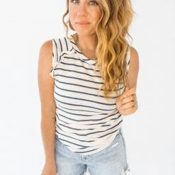 Chaser Brand New Arrivals Linen Ruffle Muscle Tank