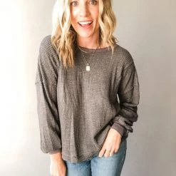 In Loom Clothing Sunday Morning Waffle Knit Top