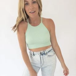 Trend Notes On The Go Rib Knit Halter Crop New Arrivals